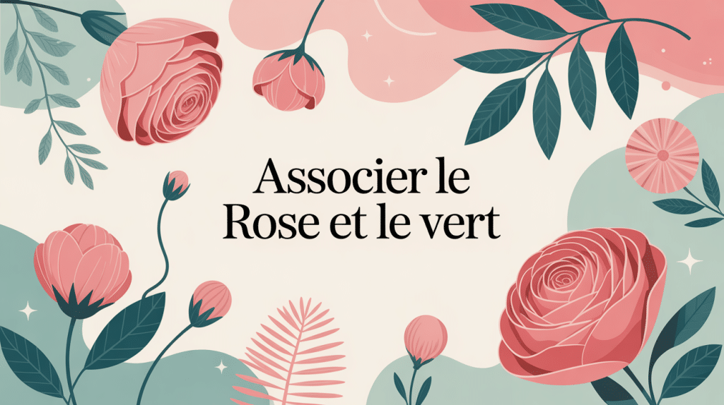 Illustration rose et vert, harmonie naturelle