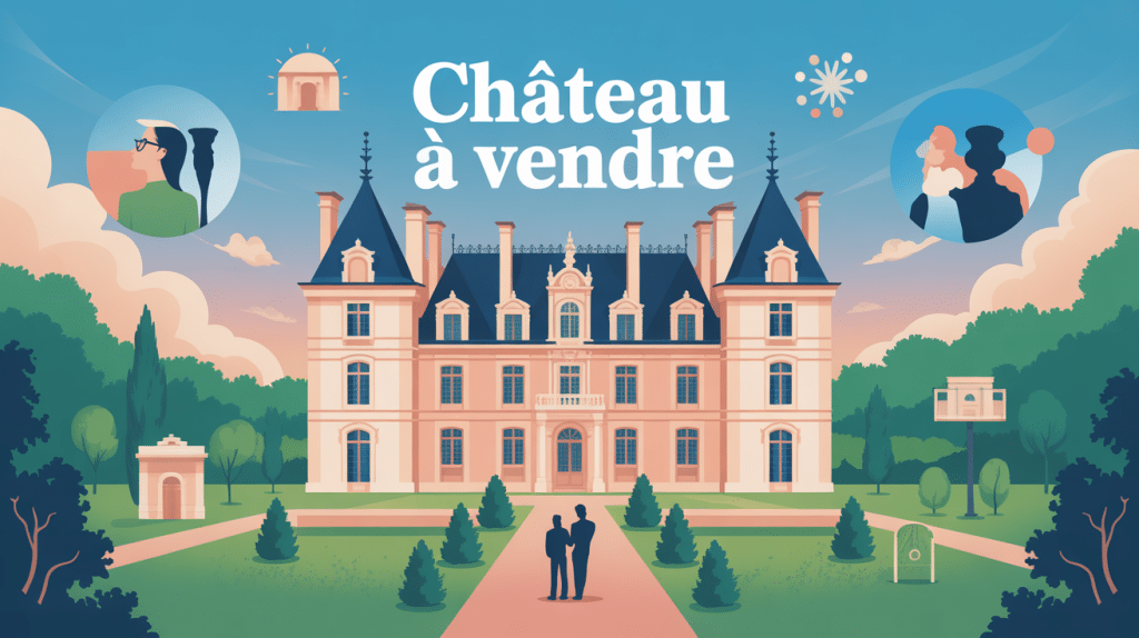 illustration stylisée chateau a vendre en France