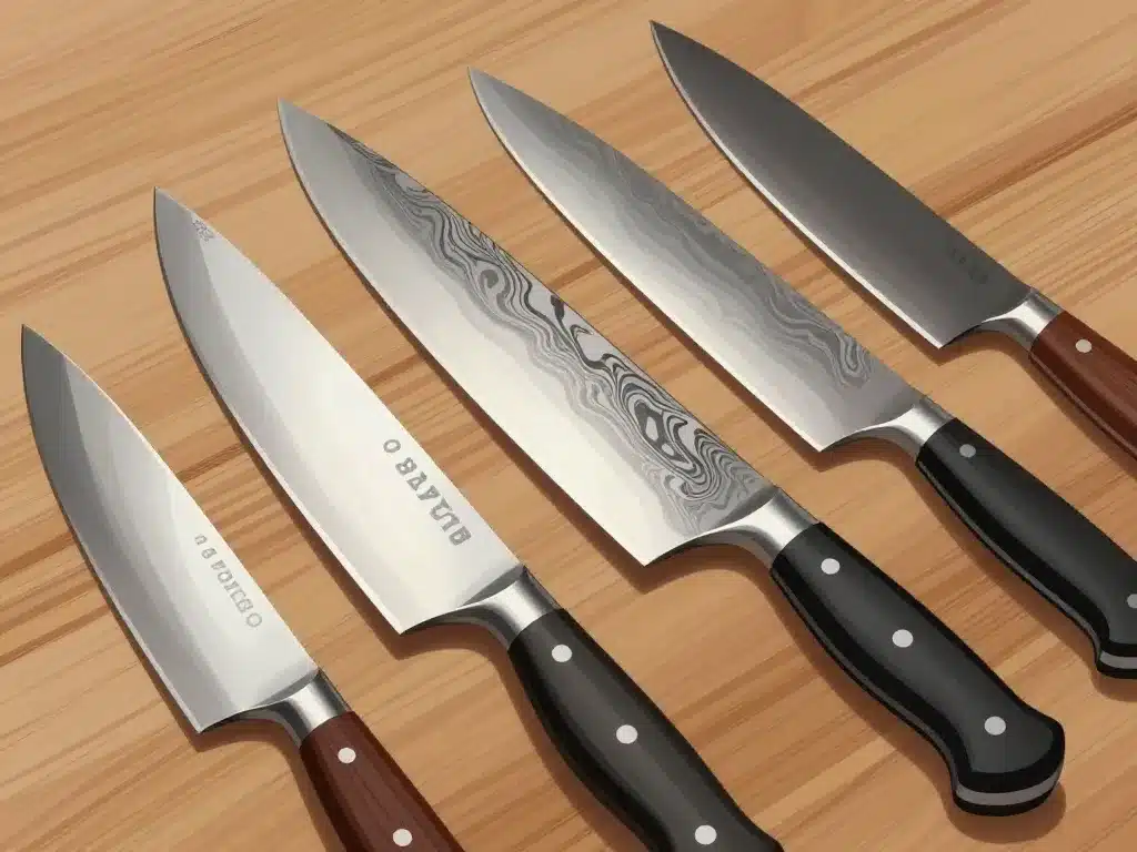 différents couteaux pour cuisinier acier et lame
