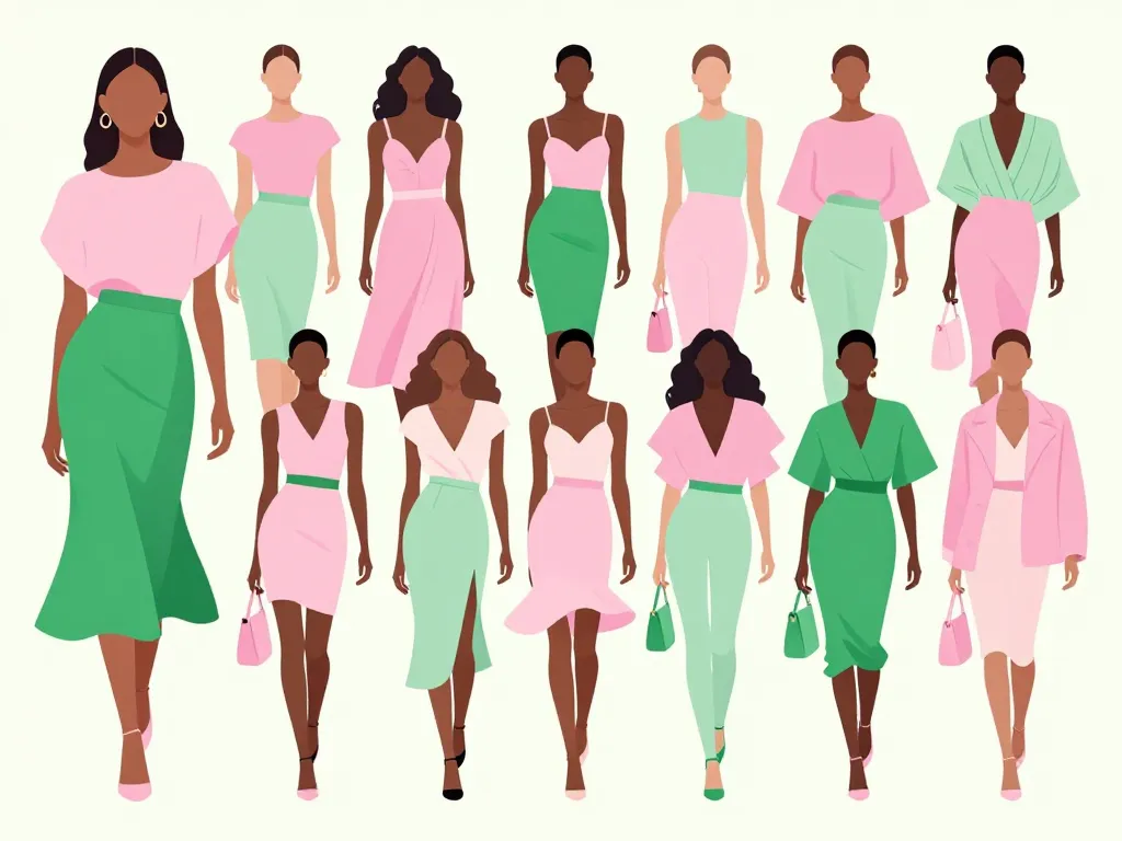 Tenues fashion rose et vert combinées