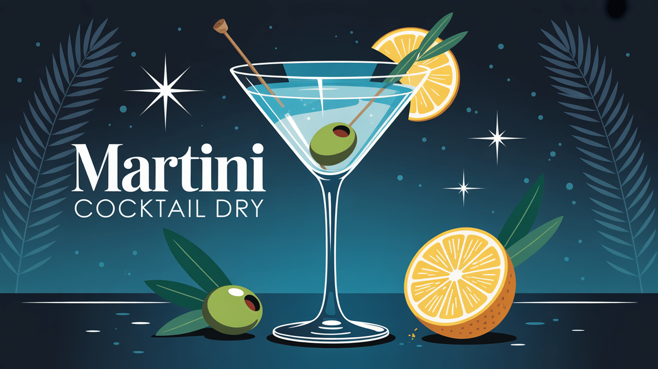 illustration moderne martini cocktail dry
