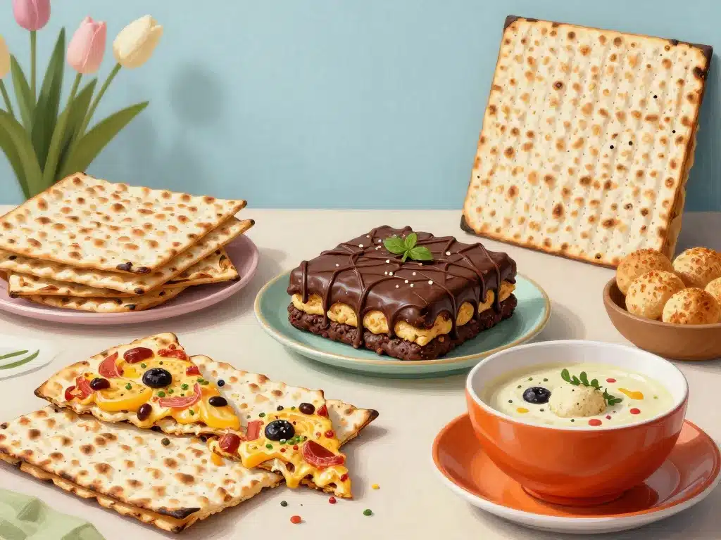 matzah plats créatifs pizza kneidlach dessert