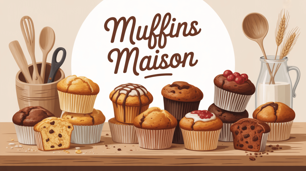 Photo muffins maison variés sur table conviviale