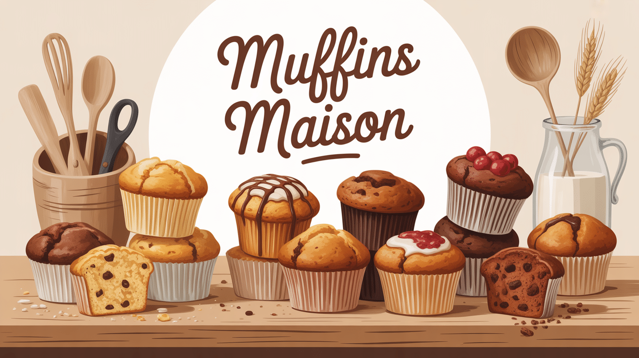 Photo muffins maison variés sur table conviviale