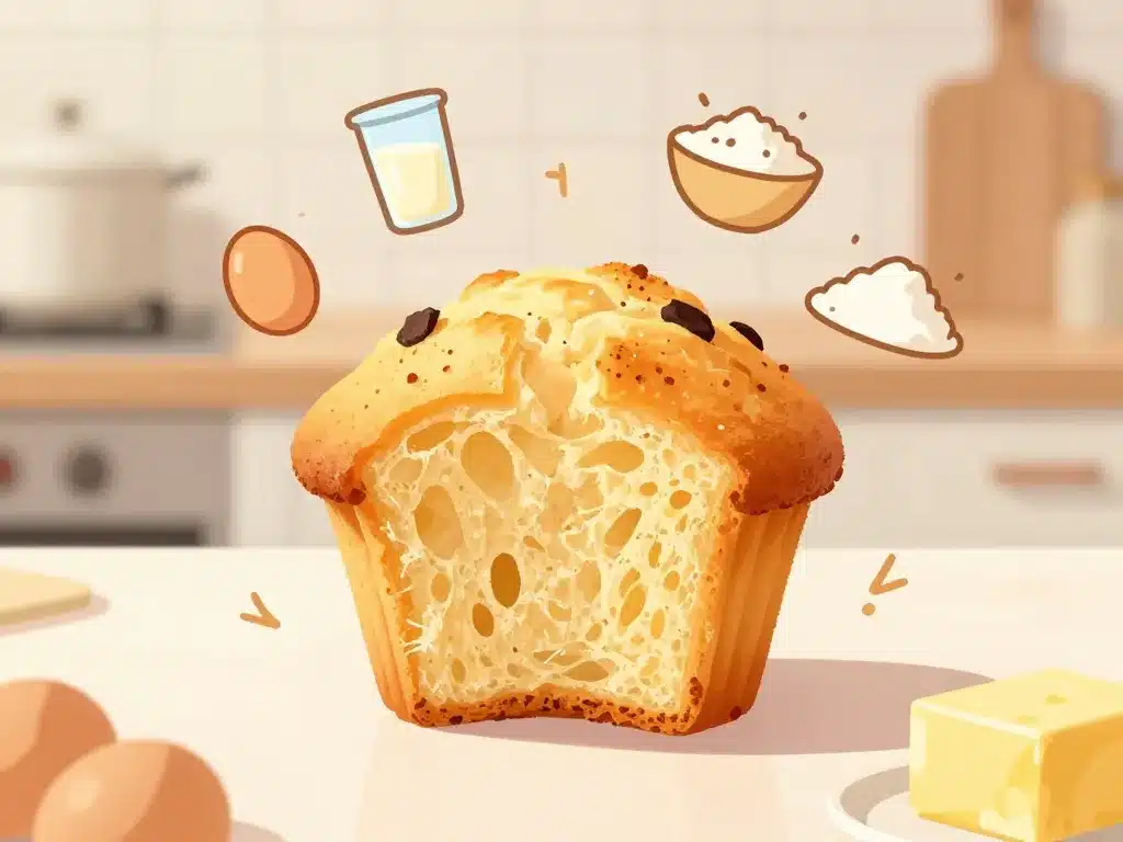 Schéma muffin moelleux avec ingrédients essentiels