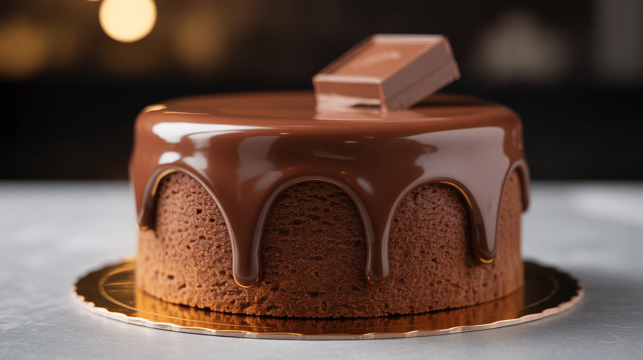 Nappage chocolat coulant sur gâteau élégant