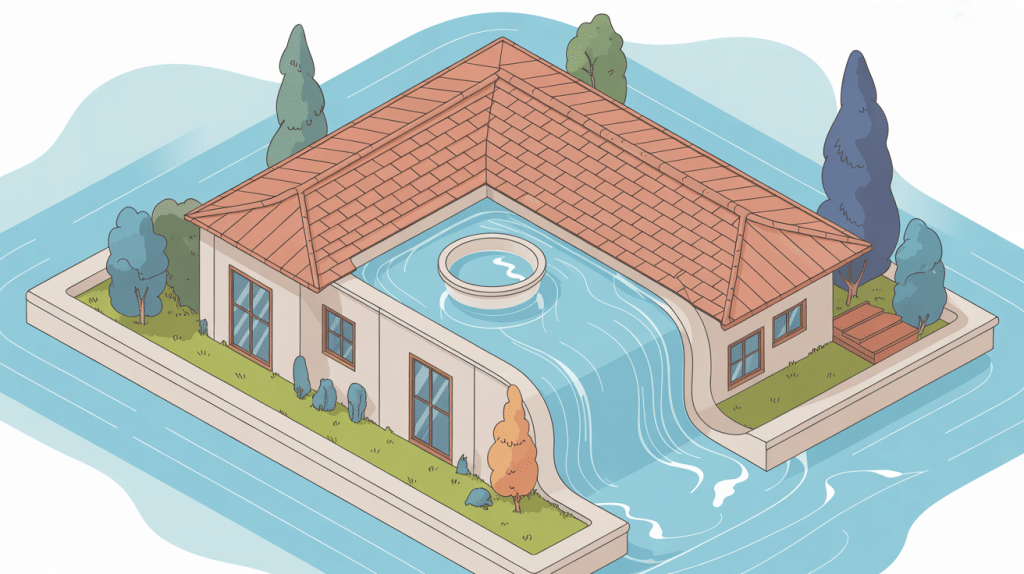 Schéma technique noue de toiture jonction et écoulement