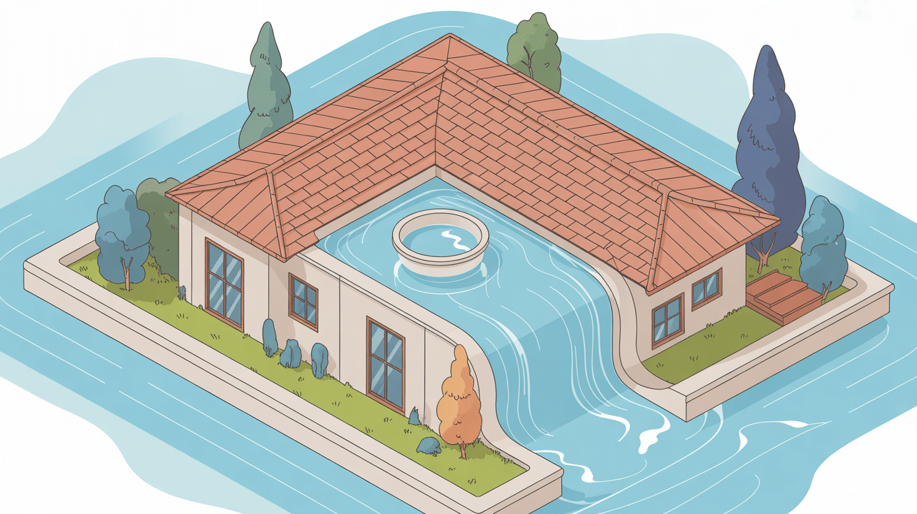 Schéma technique noue de toiture jonction et écoulement