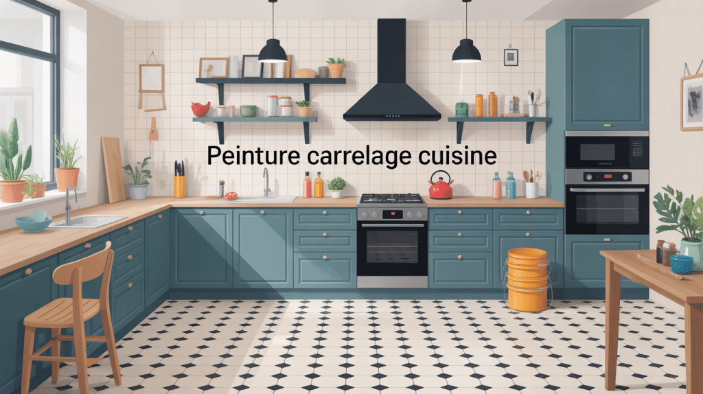 Peindre carrelage cuisine plan de travail illustration cuisine moderne