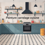 Peindre carrelage cuisine plan de travail illustration cuisine moderne