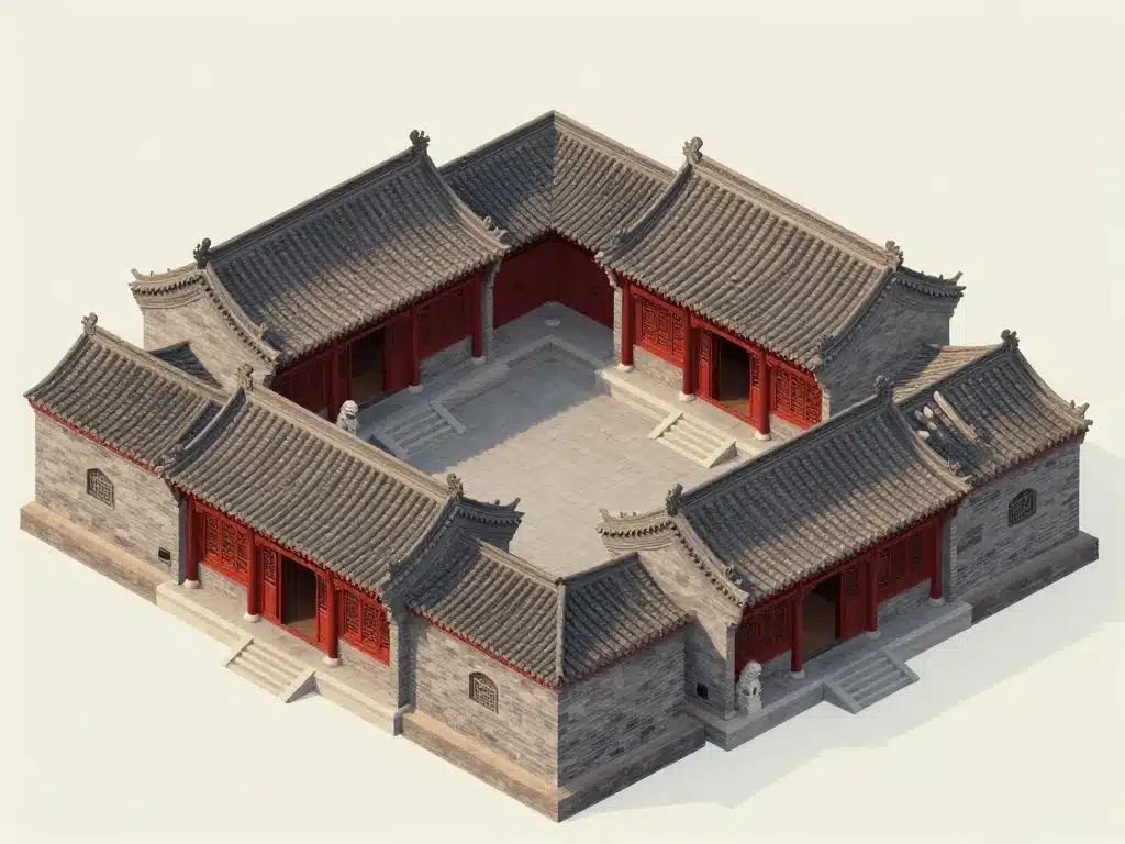 Diagramme plan siheyuan architecture cour