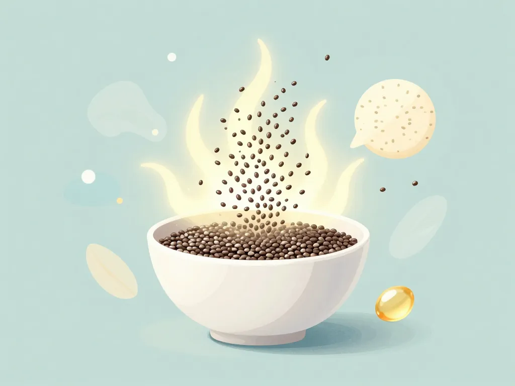 Illustration ventre énergie et nutriments autour du pudding chia