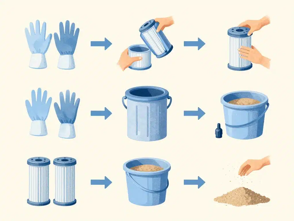 Diagramme quand changer sable filtre piscine avec outils et étapes