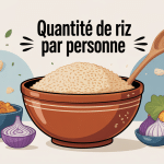 bol de riz illustré et portions avec ustensiles pour riz par personne