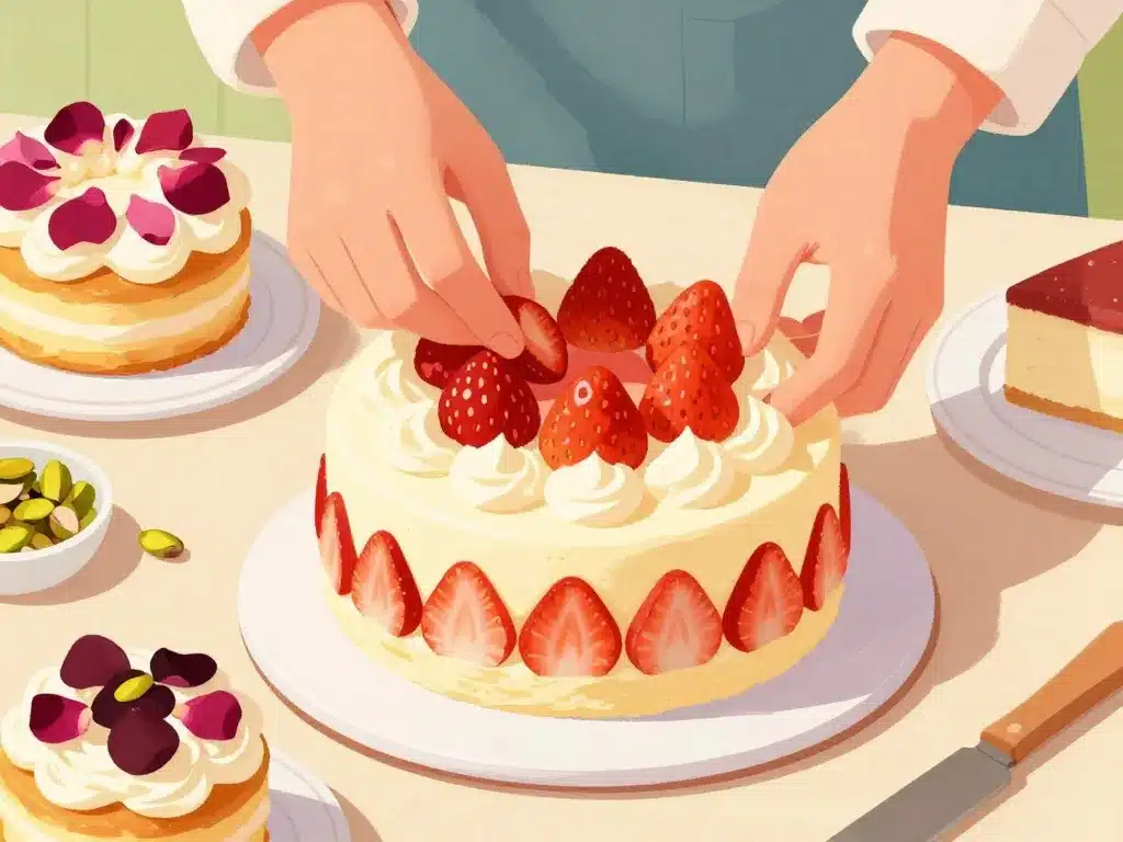 Visuel montage et décoration recette fraisier