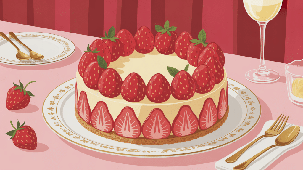 Image recette fraisier sur table élégante