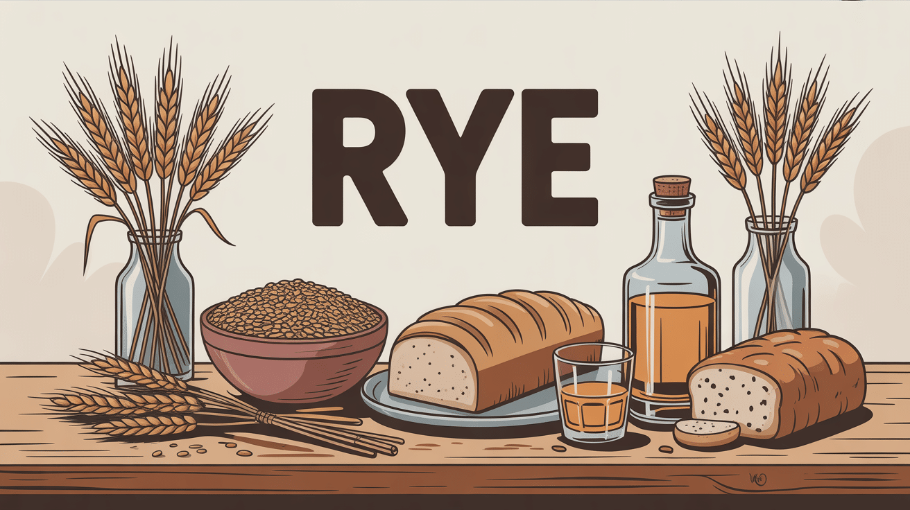 Illustration rye céréale farine pain whiskey