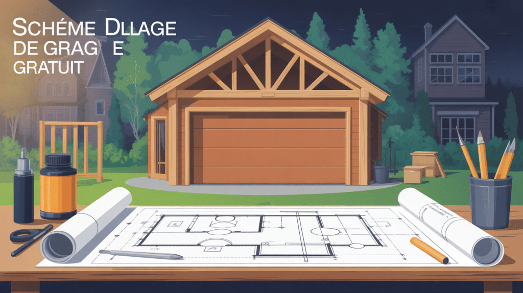 schéma plan garage en bois gratuit vue d'ensemble