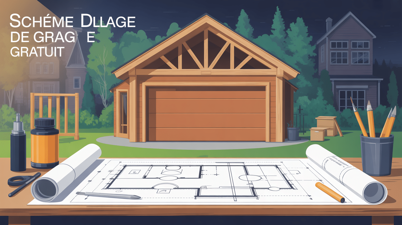 schéma plan garage en bois gratuit vue d'ensemble