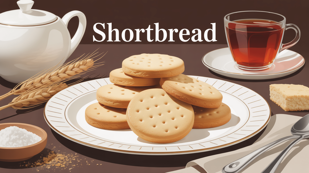 shortbread dorés avec thé et ingrédients