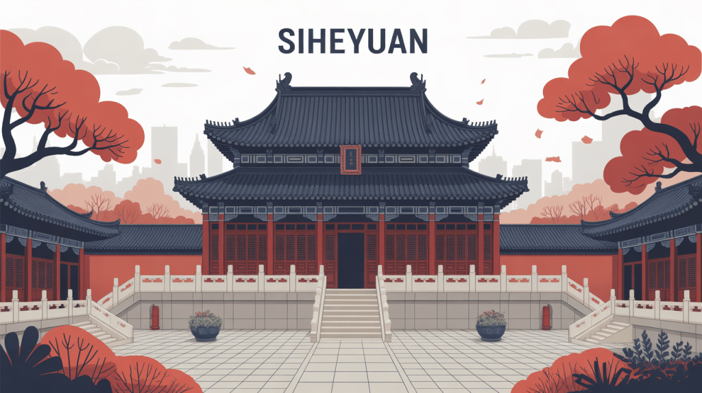 Illustration siheyuan cour chinoise à Pékin