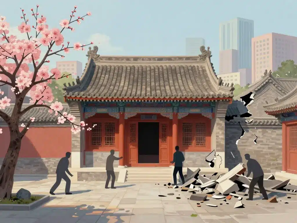 Image siheyuan rénové versus moderne Pékin