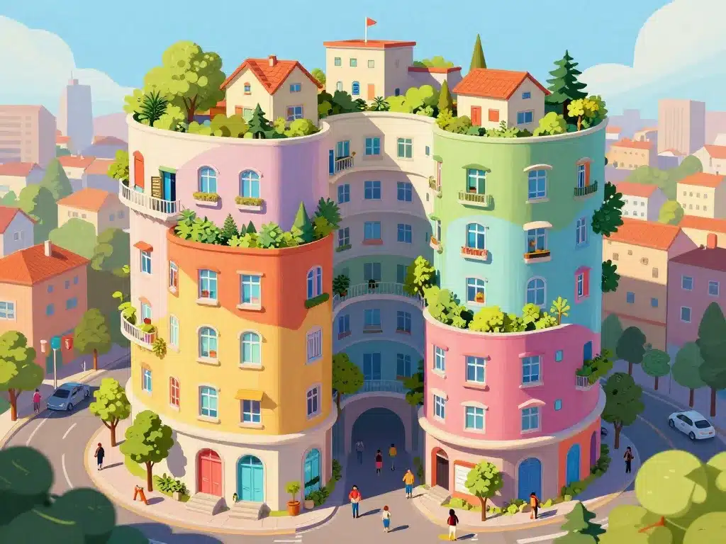 vue extérieure waldspirale bâtiment spiralé