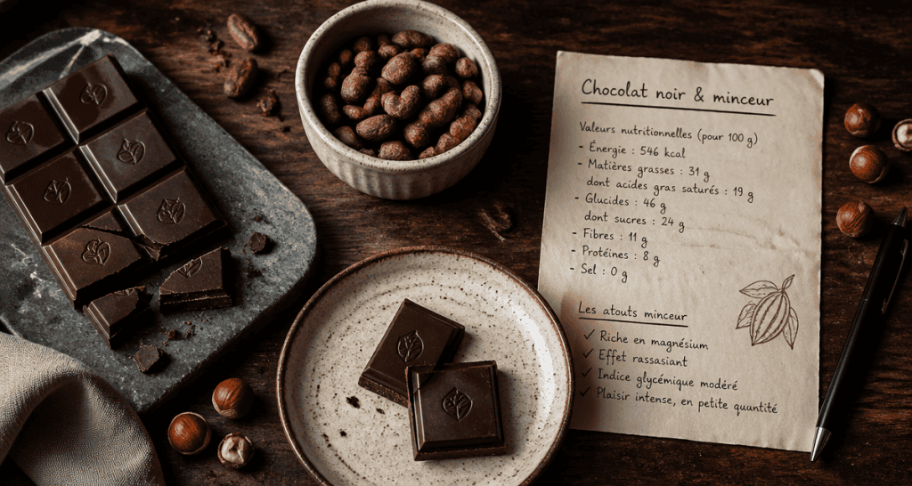 chocolat noir pour regime sur assiette