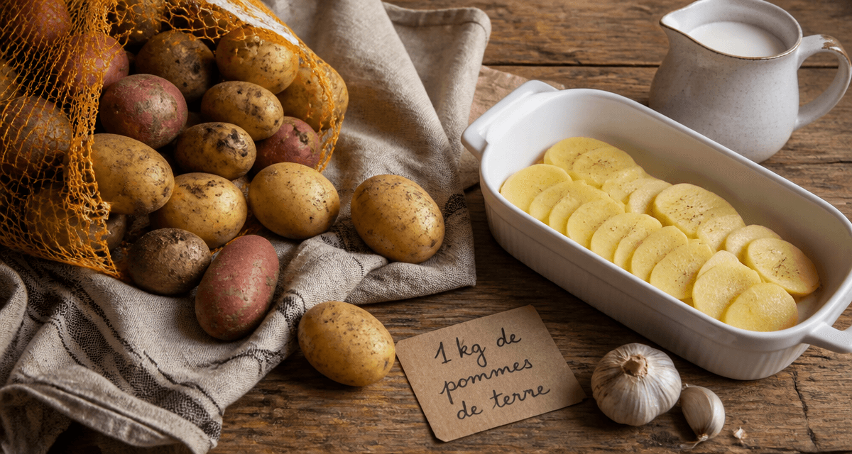 1 kg de pommes de terre sur table rustique