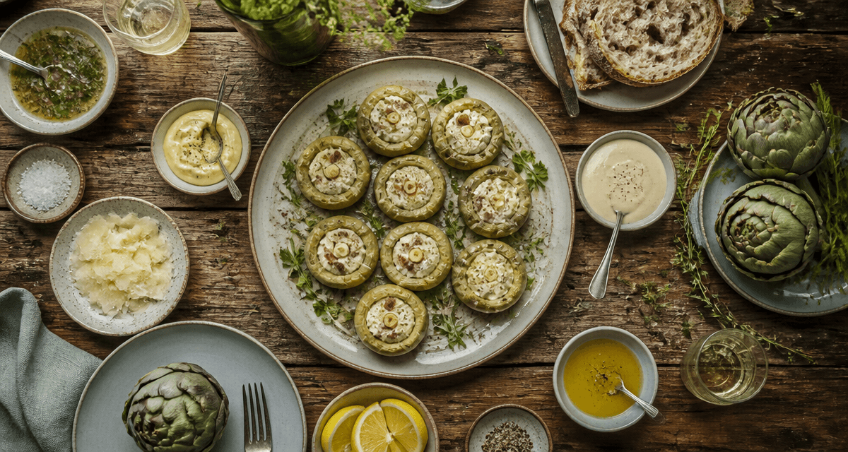 Accompagnement artichaut avec sauces et protéines