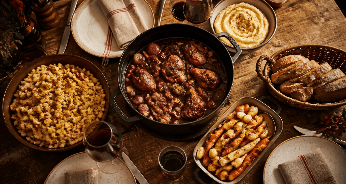 accompagnement coq au vin cocotte et garnitures