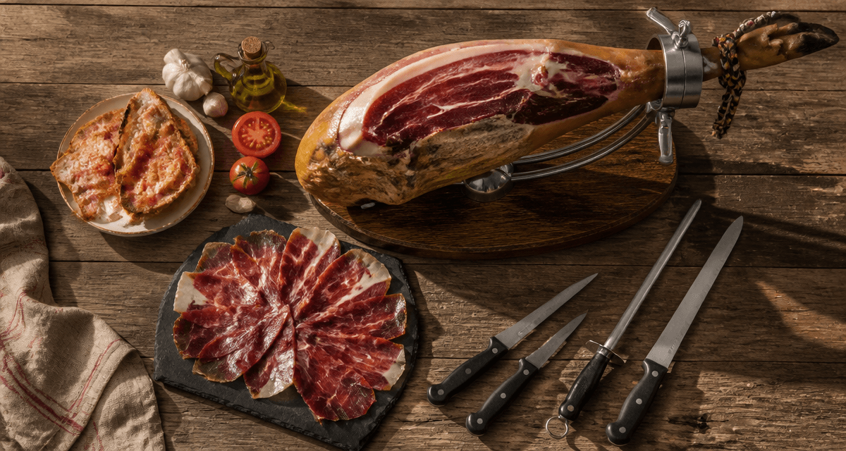 comment couper un jambon sur support avec couteaux