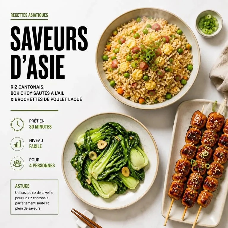 Riz cantonais et ses accompagnements variés