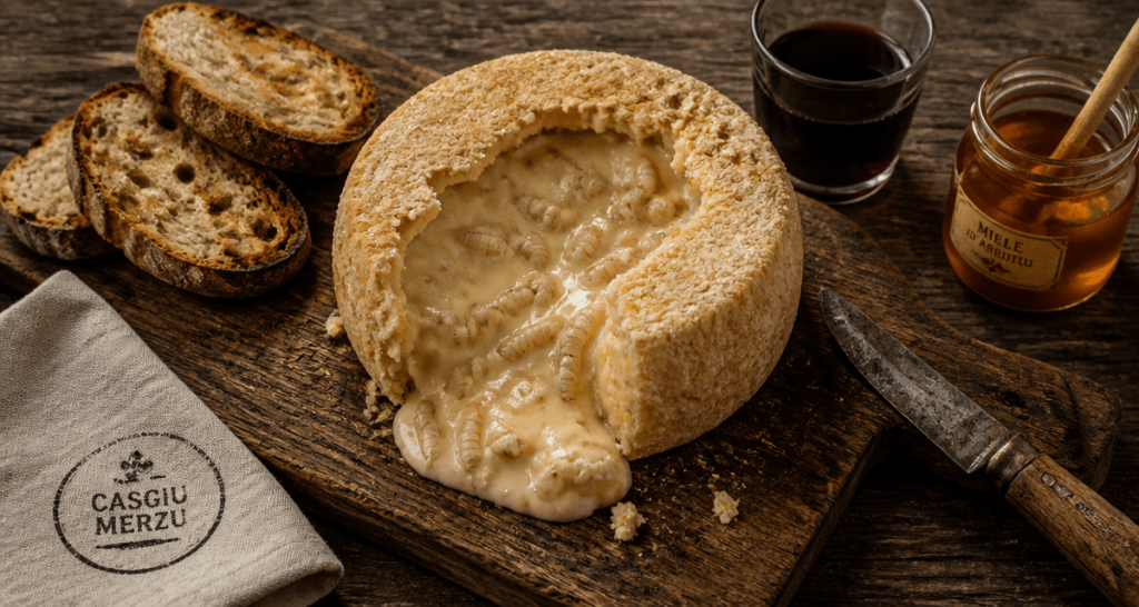 fromages corses avec vers casgiu merzu planche bois