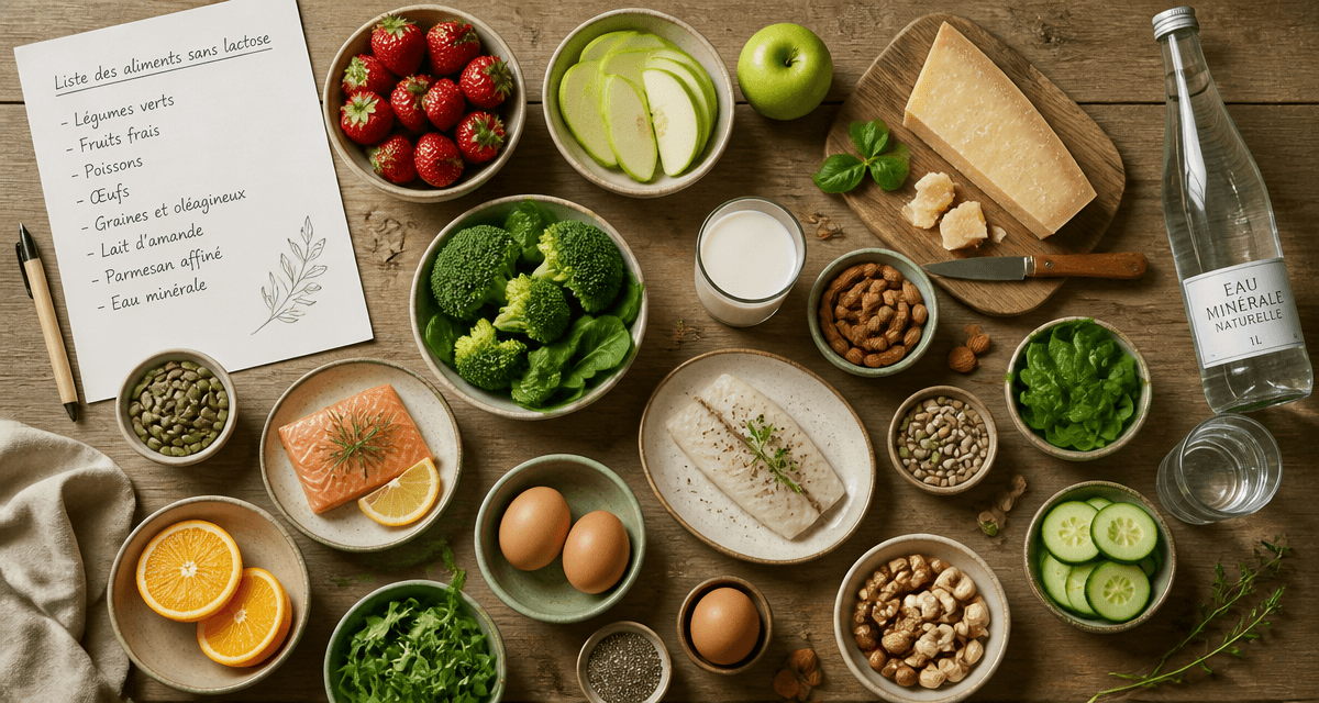 liste des aliments sans lactose sur table