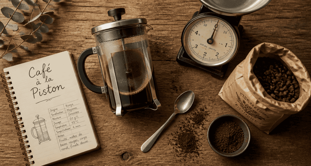 meilleure cafetière à piston en verre sur table bois