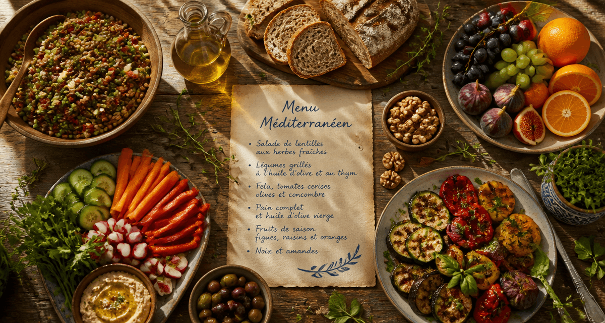 menu type regime mediterraneen plats variés