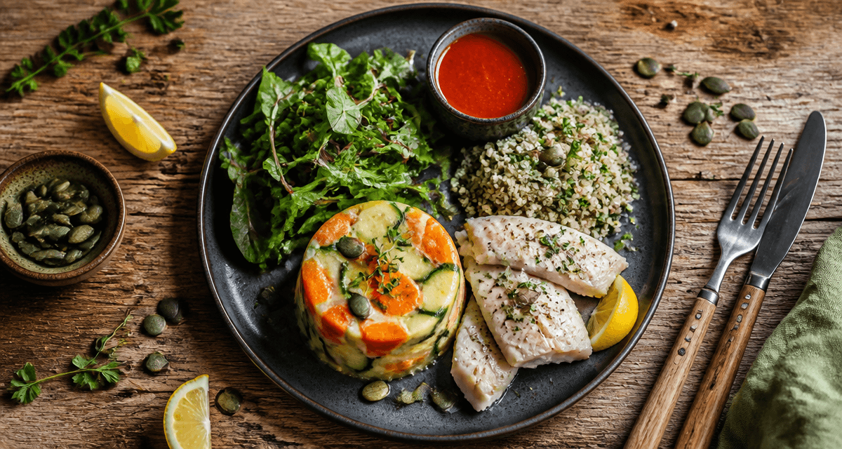 Que servir avec un flan de légumes, assiette avec accompagnements variés
