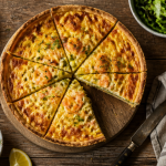 quiches crevettes dorées sur table rustique