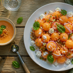 recette melon salade feta pignons basilic