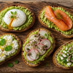 Recettes toast avocat sur planche en bois