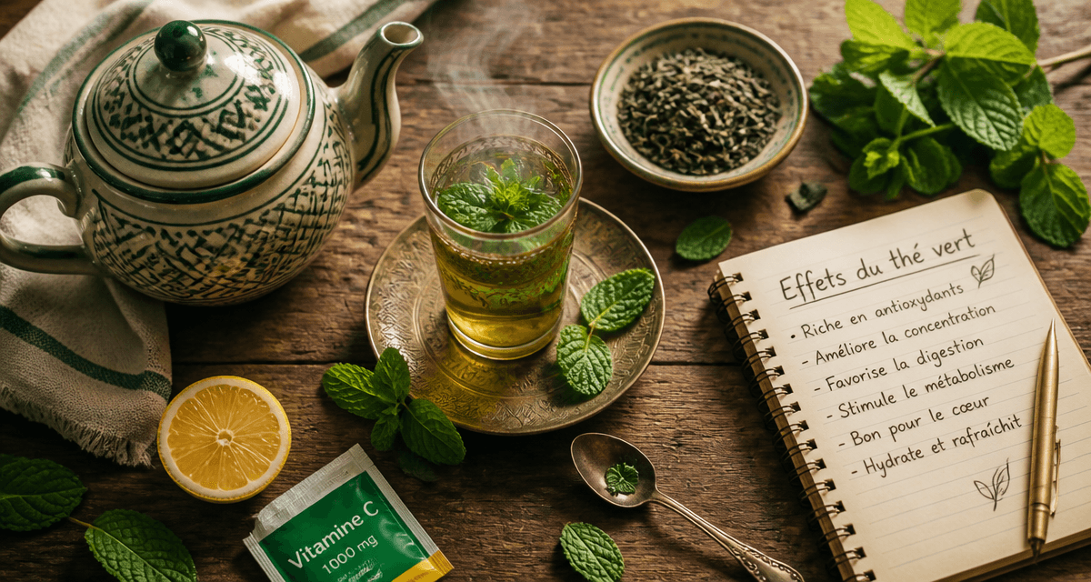 the vert menthe effet secondaire sur table rustique