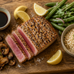 Cuisson d un steak de thon mi cuit croûte dorée et cœur rosé