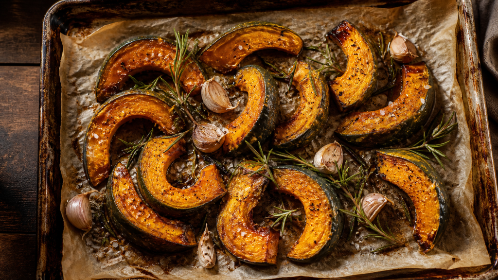 Cuisson potimarron au four : quartiers rôtis caramélisés, romarin et ail
