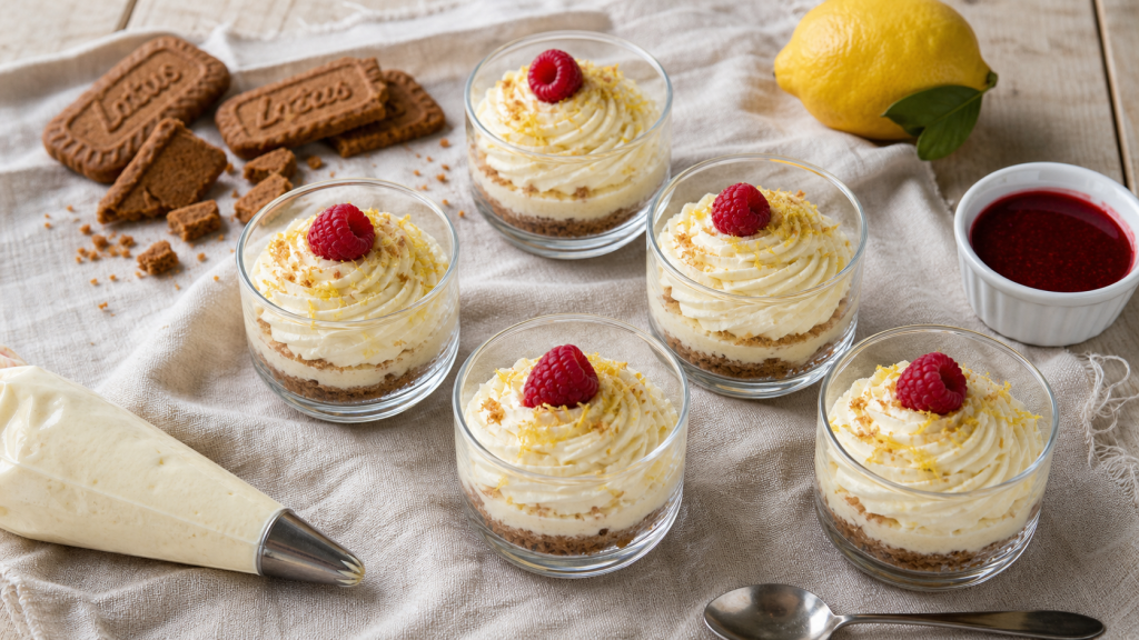 Dessert apéro dinatoire : mini cheesecakes citron-spéculoos sans couverts