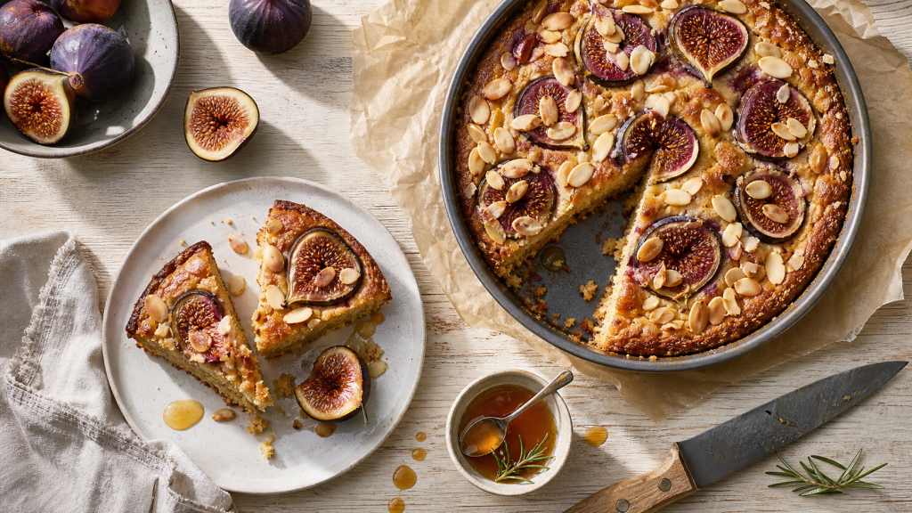 Dessert au figues fraiches, gâteau moelleux aux figues et amandes