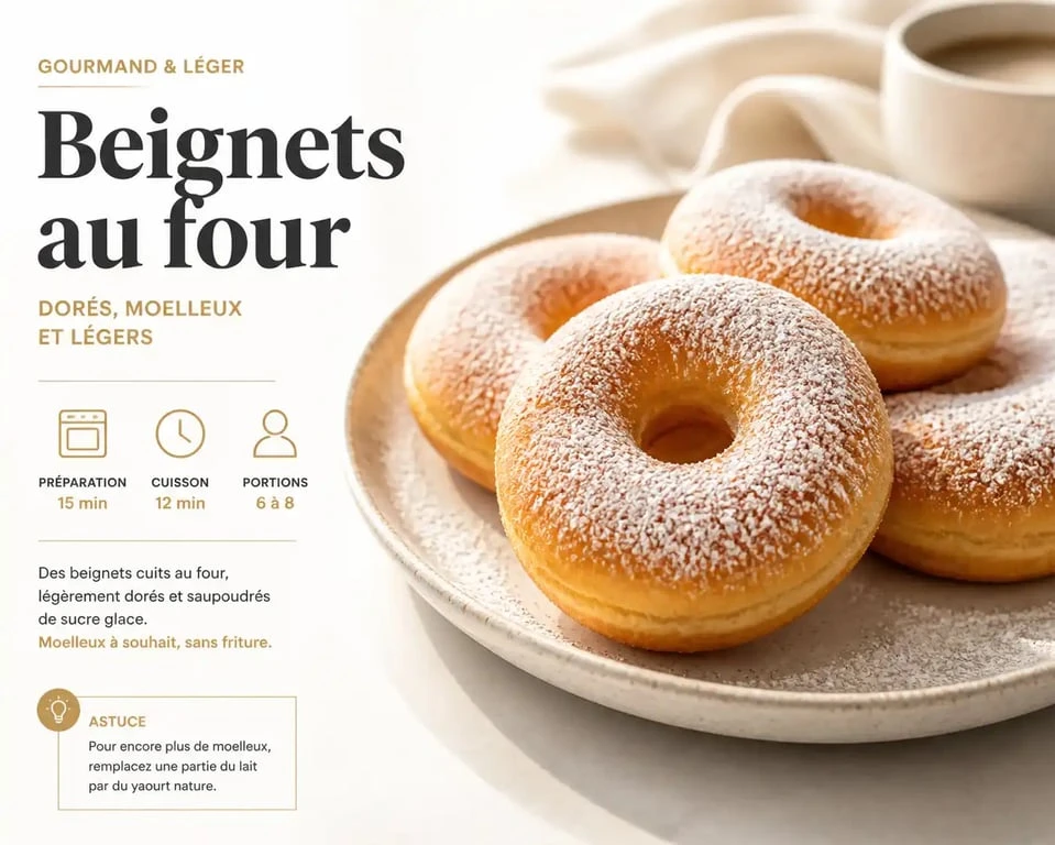 Recette des beignets au four moelleux et dorés sur une assiette