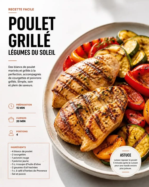 Poulet mariné citron-romarin et légumes grillés pour un barbecue entre amis réussi