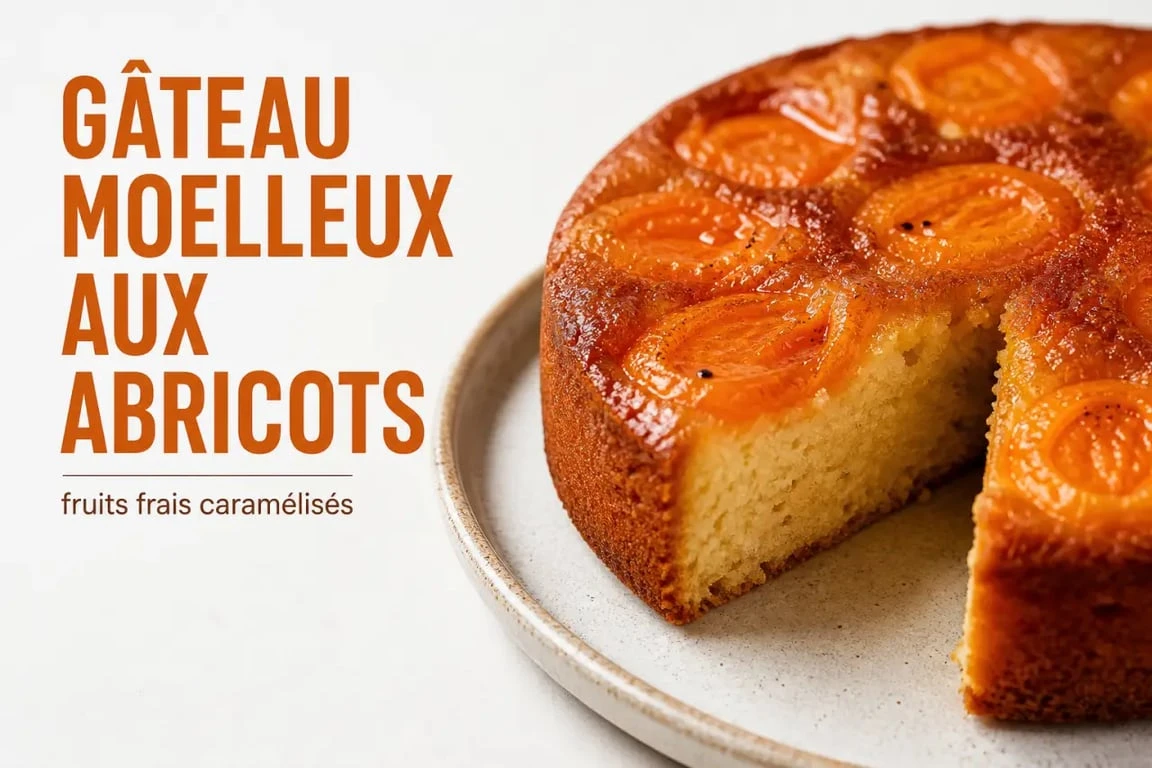Gâteau moelleux aux abricots frais, une recette de dessert à l'abricot gourmande et facile à réaliser.