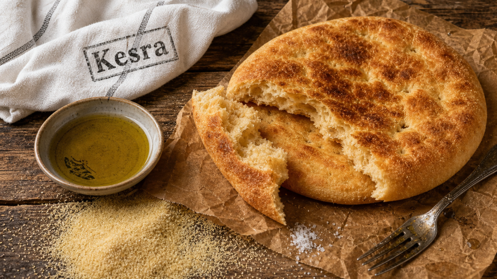 Kesra recette : galette algérienne dorée et croustillante